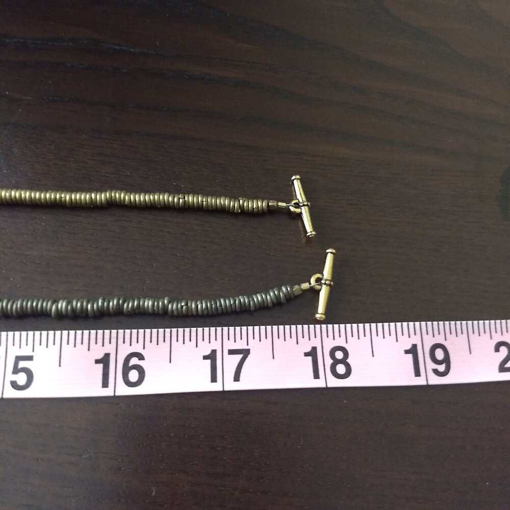 Rectangular Stone Pendant Beaded Necklaces Gold &… - image 8